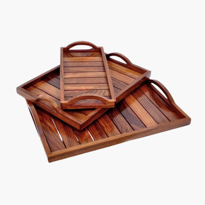 Wooden Serving Tray (Set of 3)