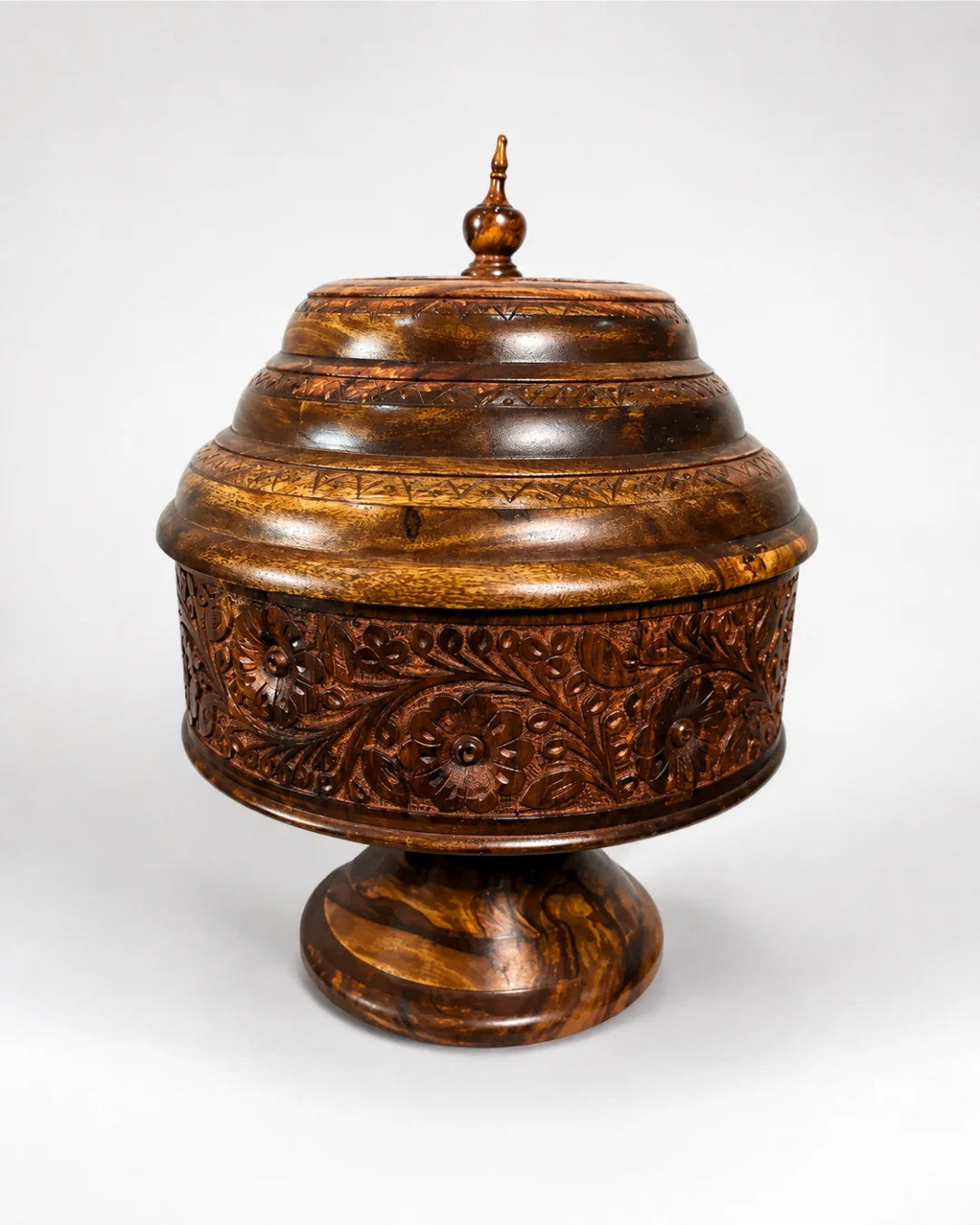 Colossal Wooden Hotpot — Hand-Carved Sheesham Wood with Stainless Steel Inner Bowl