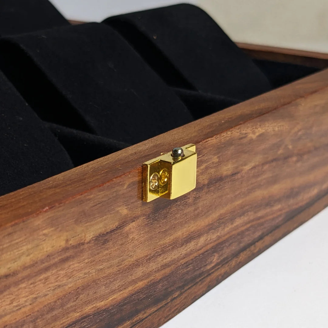 Wooden Watch Box with Glass Lid, Plain Design & Shape-Holding Cushions – Organizer for 10 Watches