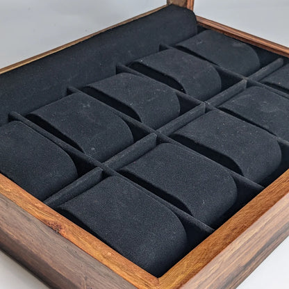 Wooden Watch Box with Glass Lid, Plain Design & Shape-Holding Cushions – Organizer for 10 Watches