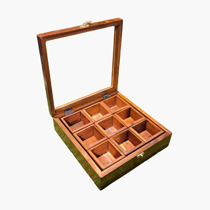 Wooden Spices Box with Glass Lid