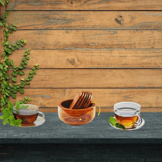 Wooden Tea Mats with Brass Engraving (Set of 6)