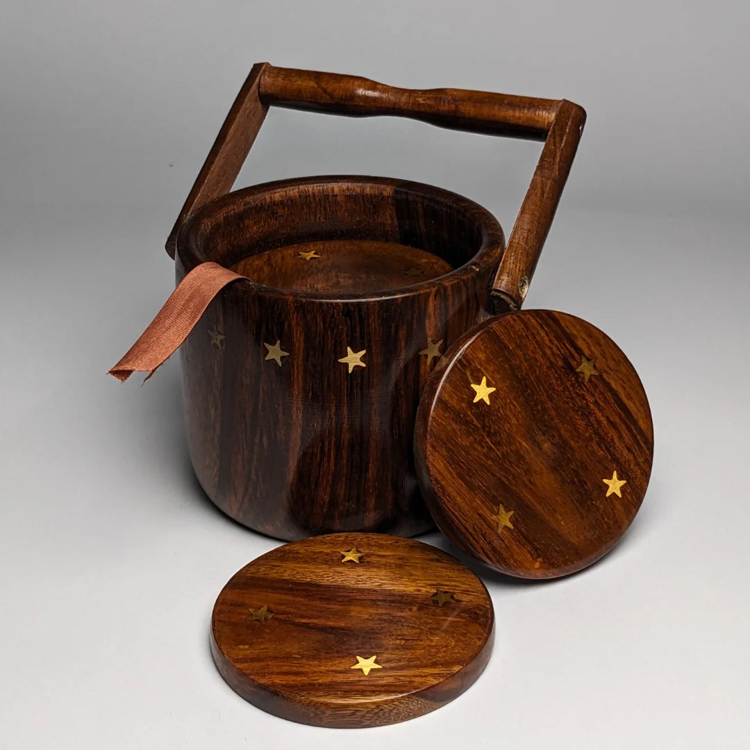 Wooden Tea Coaster Set with Bucket