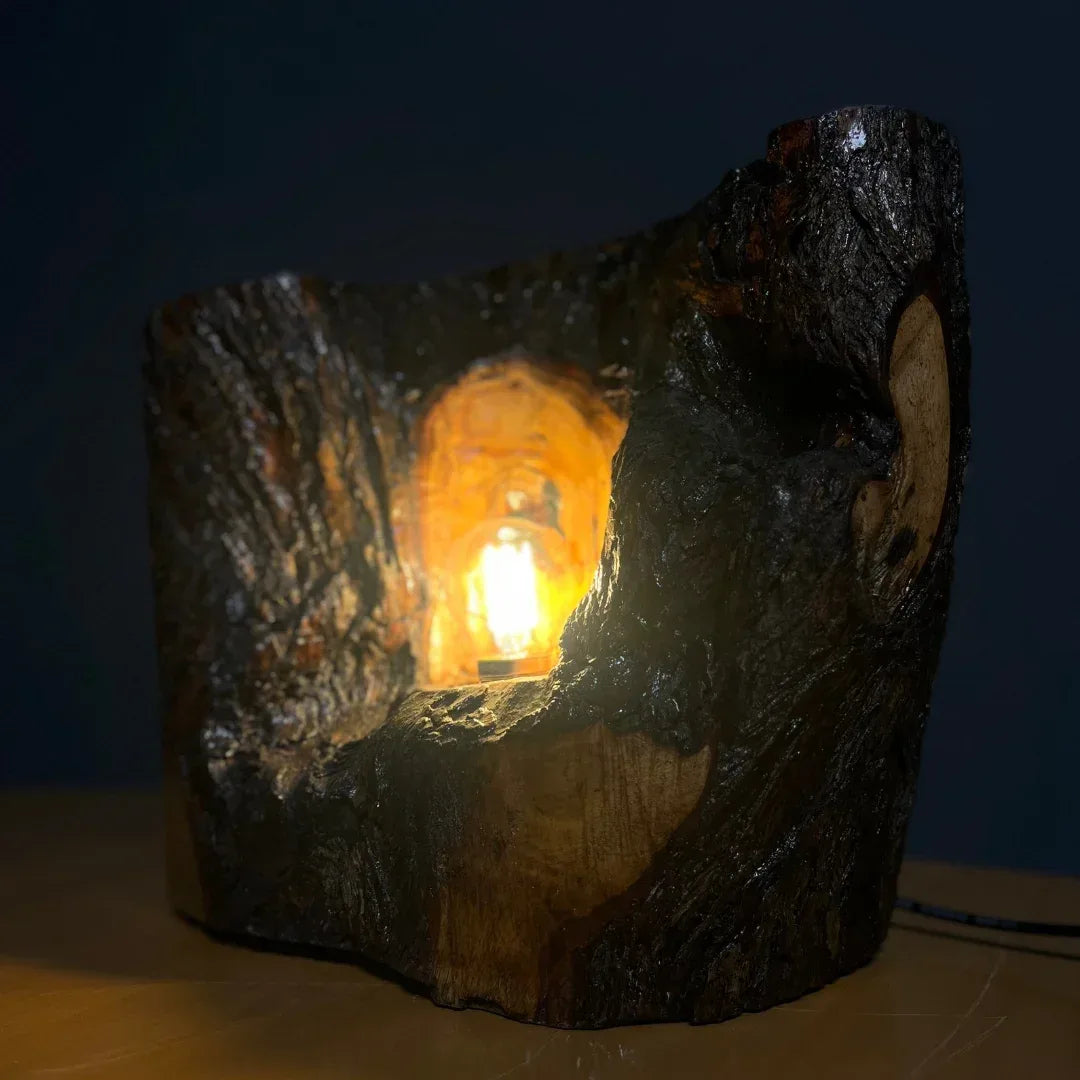 The Cavern Lamp – Handcrafted Live Edge Lamp - Woodistan