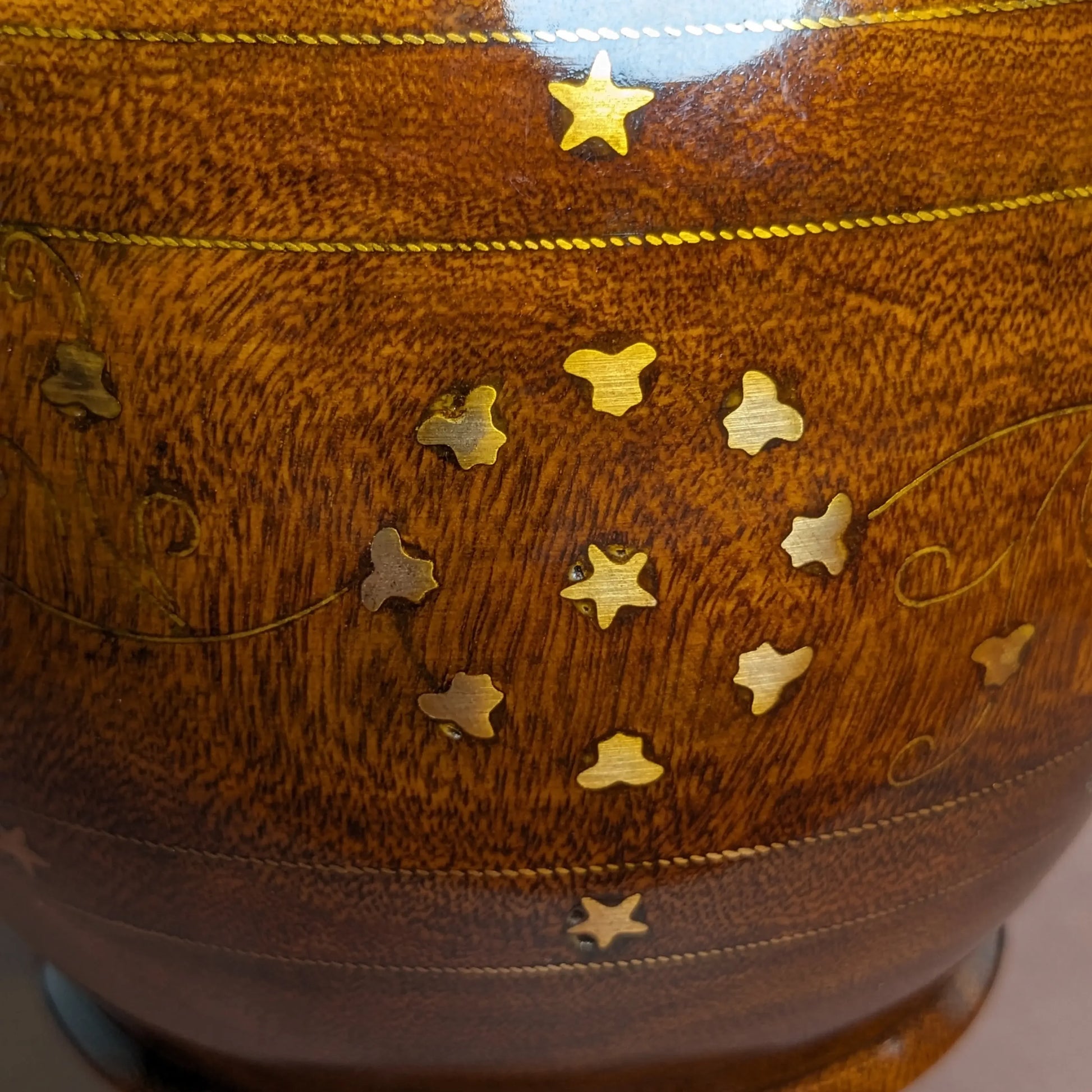 Wooden Brass Art Candy Jar with Lid - Woodistan
