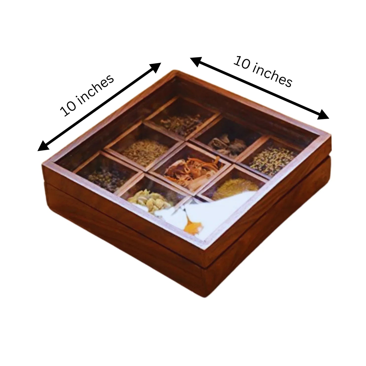 Wooden Spices Box with Glass Lid - Woodistan