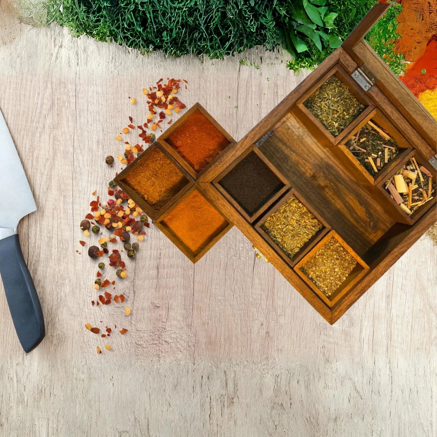 Wooden Spices Box with Glass Lid - Woodistan