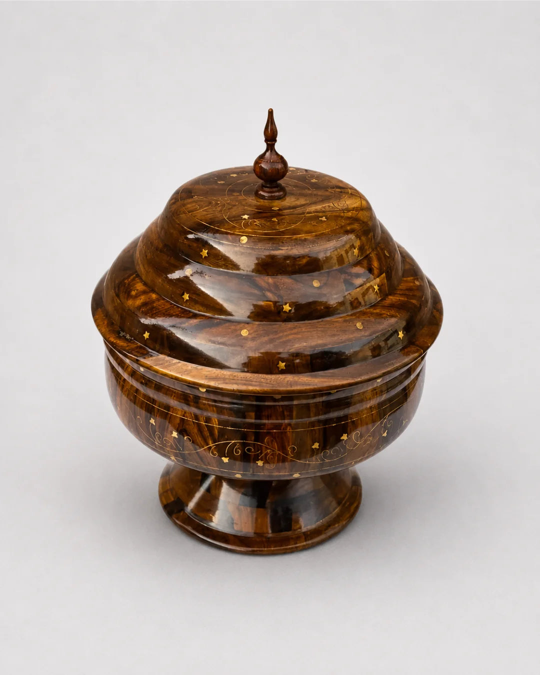 Colossal Wooden Hotpot — Real Brass Artistry on Sheesham Wood with Stainless Steel Inner Bowl