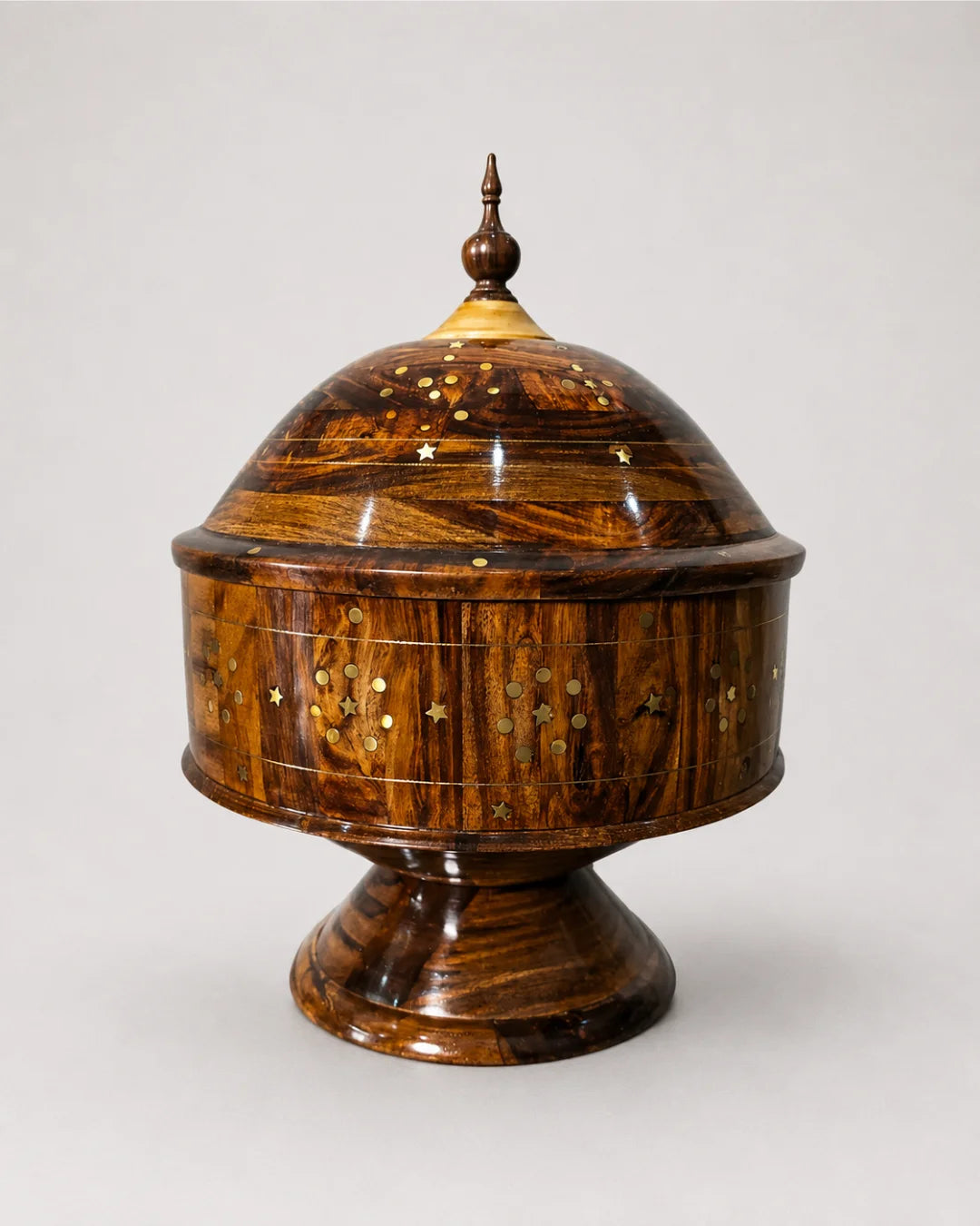 Heritage Wooden Dome Hotpot — Premium Sheesham Wood with Stainless Steel Inner Bowl