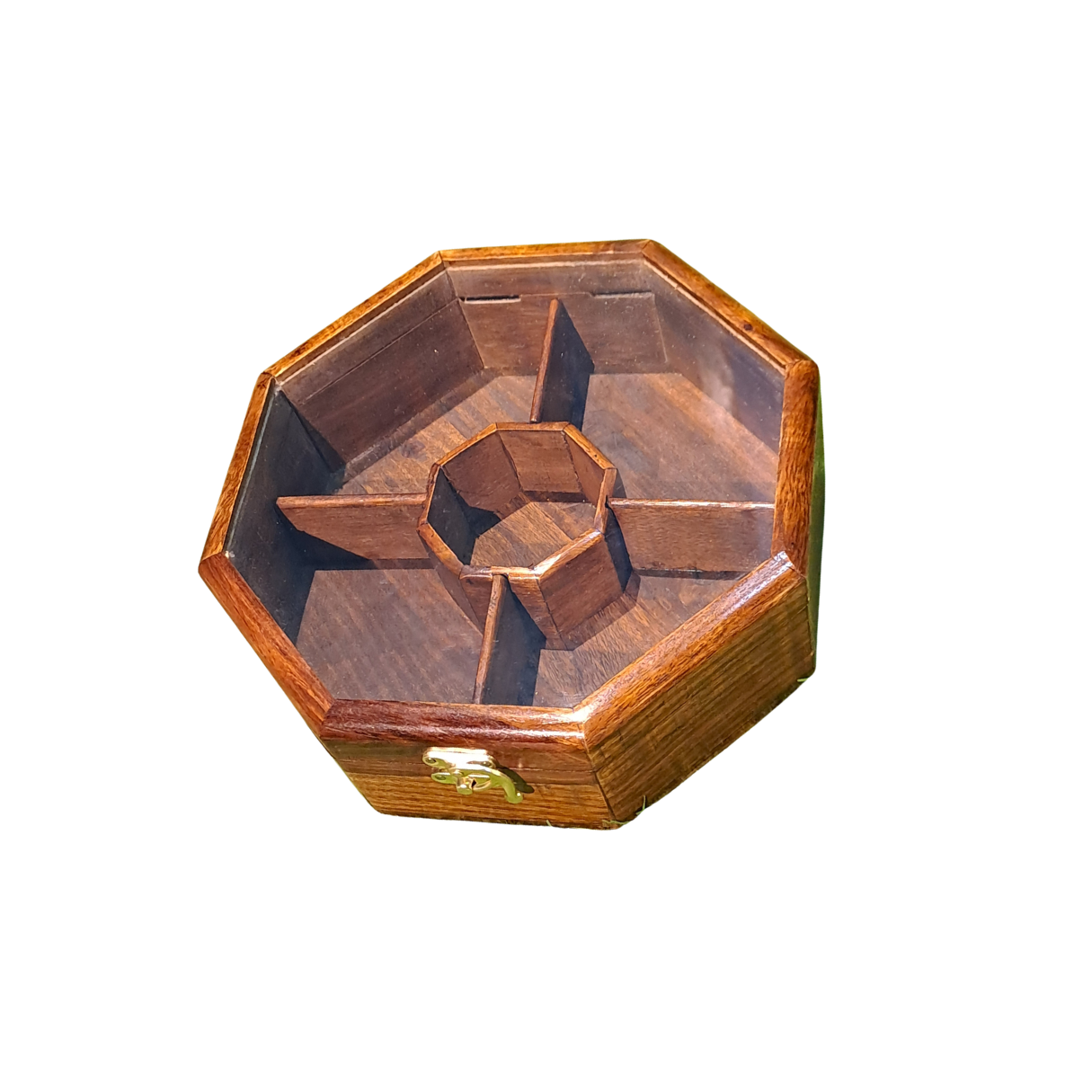 Wooden 5 Portion Box with Glass Lid