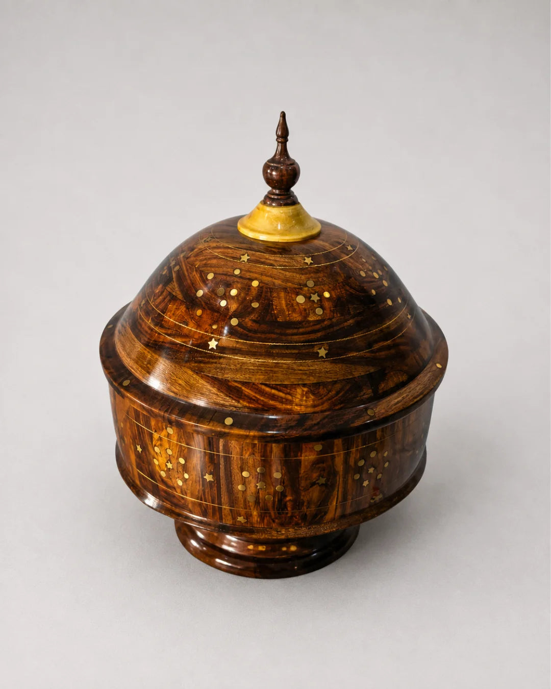 Heritage Wooden Dome Hotpot — Premium Sheesham Wood with Stainless Steel Inner Bowl
