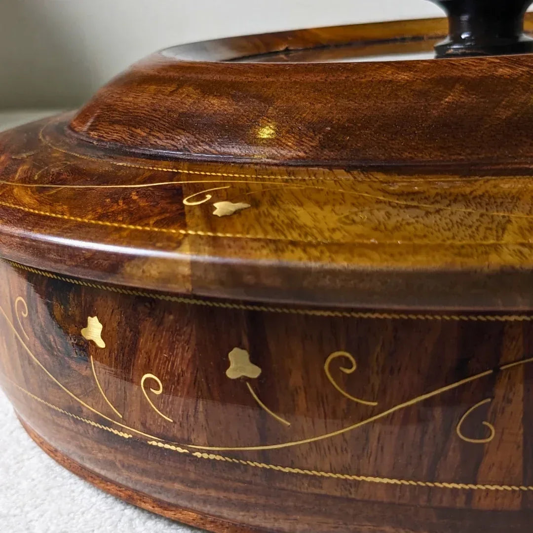 Wooden Dry Fruit Box with Glass Lid & Brass Art - Woodistan