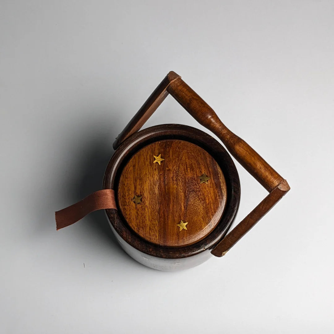Wooden Tea Coaster Set with Bucket