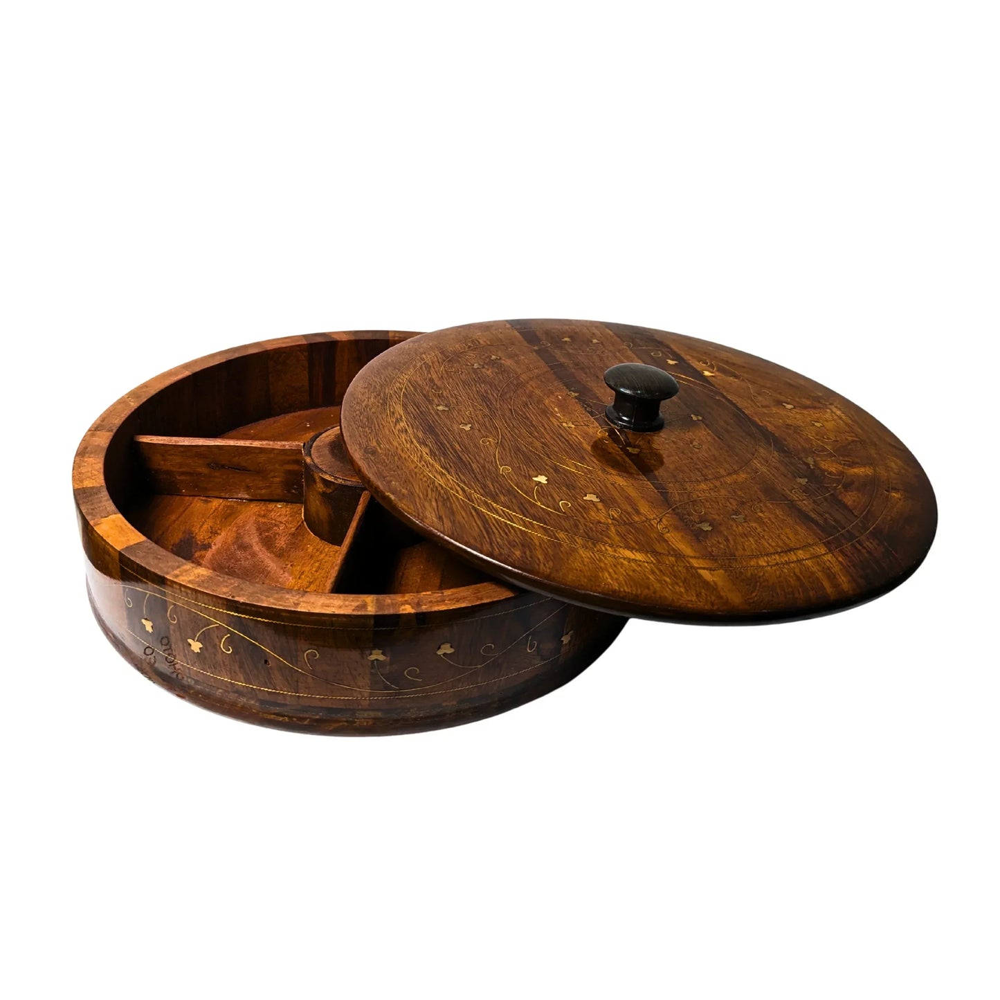 Wooden Dry Fruit Box with Brass Decor - Woodistan