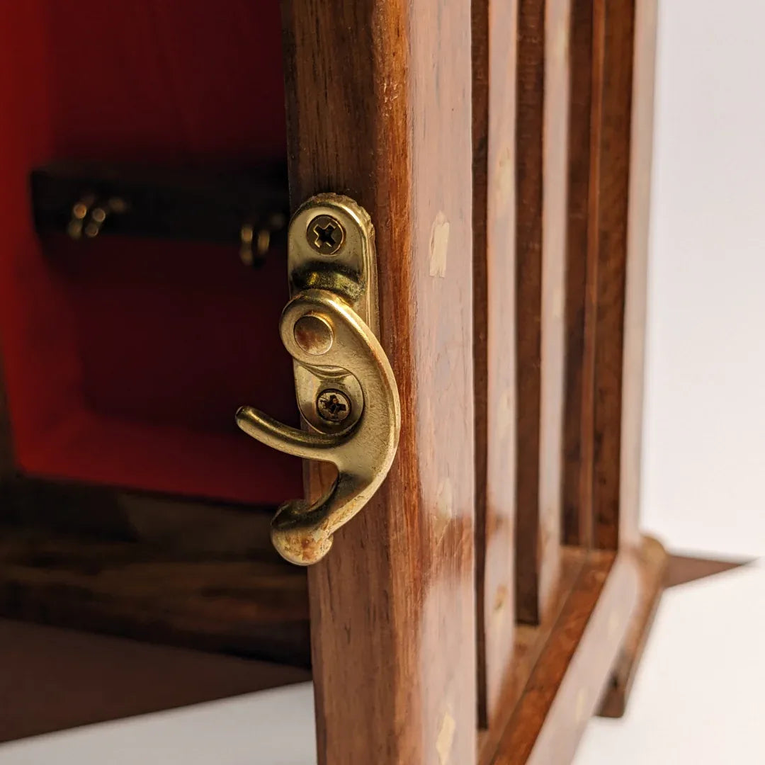 Handmade Wooden Wall Mounted Key Box with Glass Panel and 6 Key Hooks - Woodistan