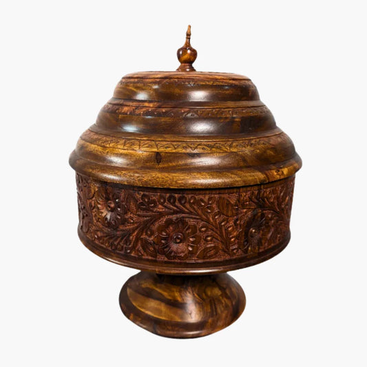 Colossal Wooden Hotpot with Carving Art and Stainless Steel Bowl