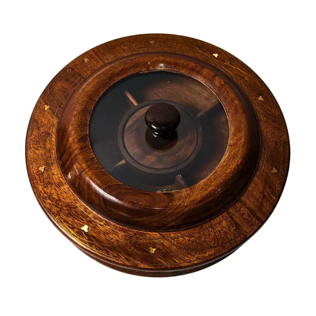 Handcrafted Wooden Dry Fruit Box - Checkered Design - Woodistan