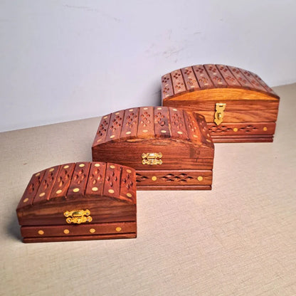 Set of 3 Wooden Jewelry Boxes "Heritage Chest Trio" - Woodistan