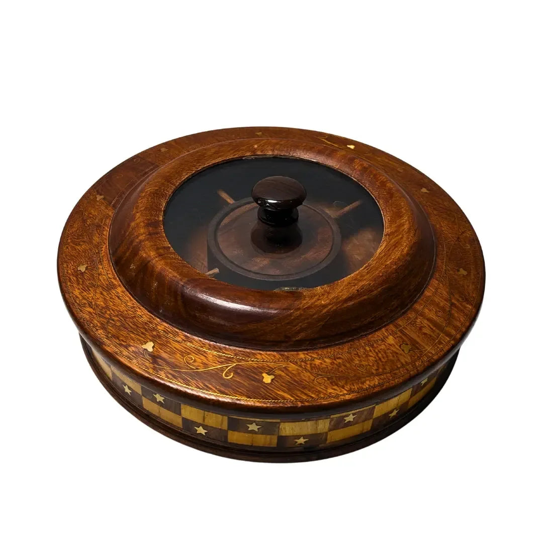 Handcrafted Wooden Dry Fruit Box - Checkered Design - Woodistan