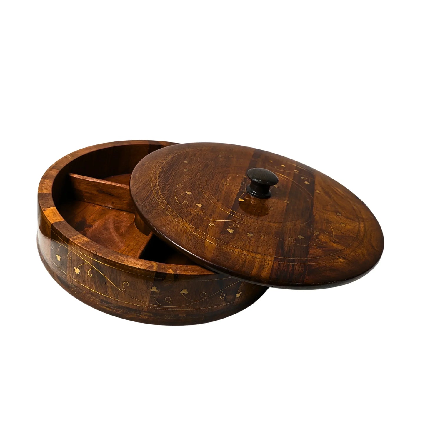 Wooden Dry Fruit Box with Brass Decor - Woodistan