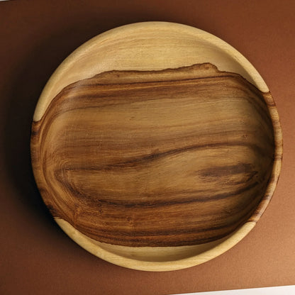 Wooden Serving Bowl Set with Line Art – Artistic Wooden Tableware - Woodistan