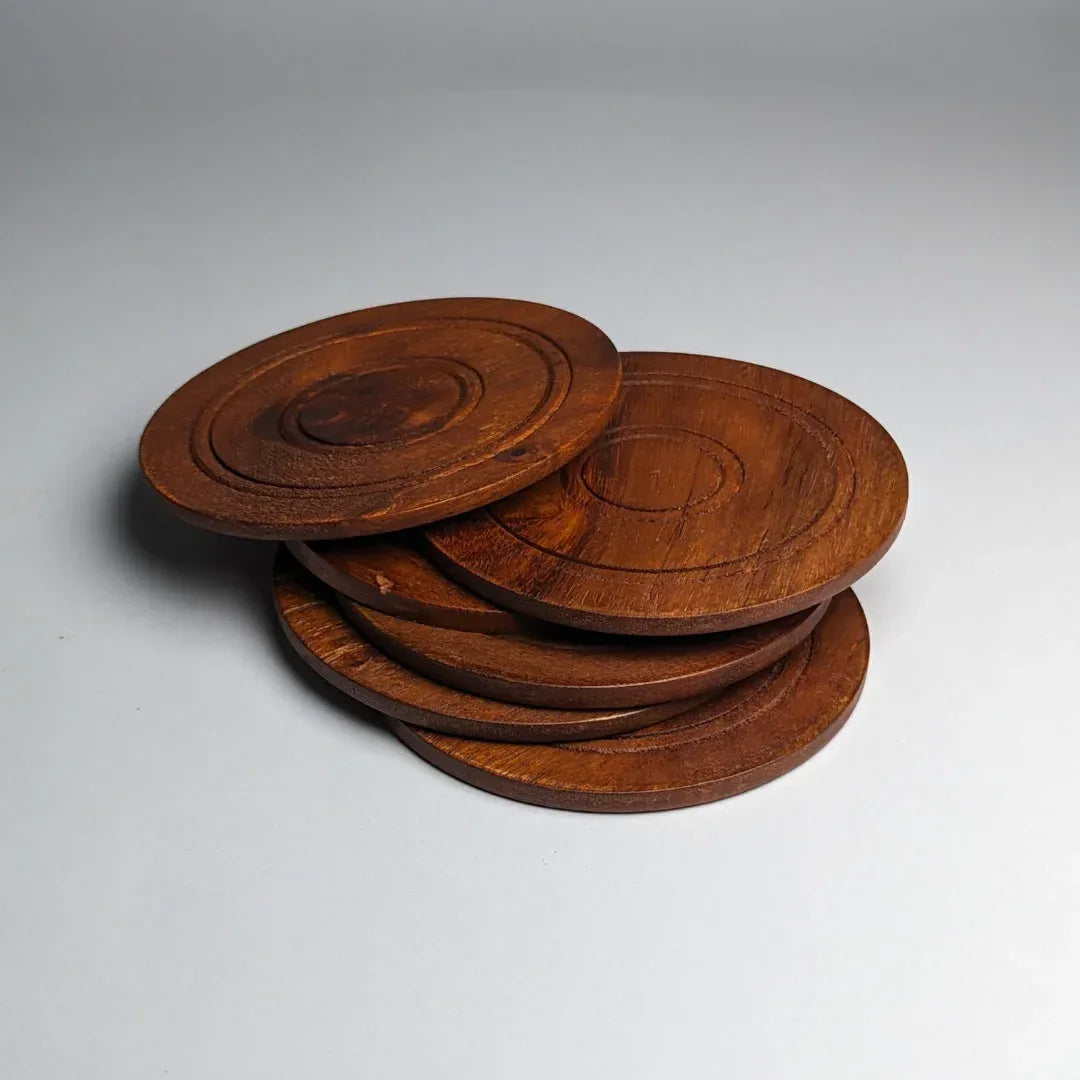 Wooden Tea Mats with Carving Art (Set of 06) - Woodistan