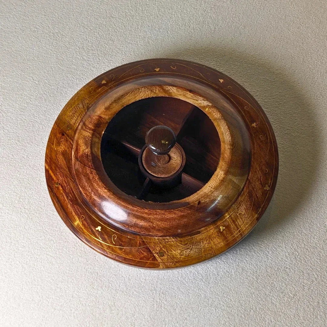 Wooden Dry Fruit Box with Glass Lid & Brass Art - Woodistan