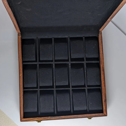 Wooden Watch Box with Plain Top, Plain Design & Shape-Holding Cushions – Organizer for 15 Watches
