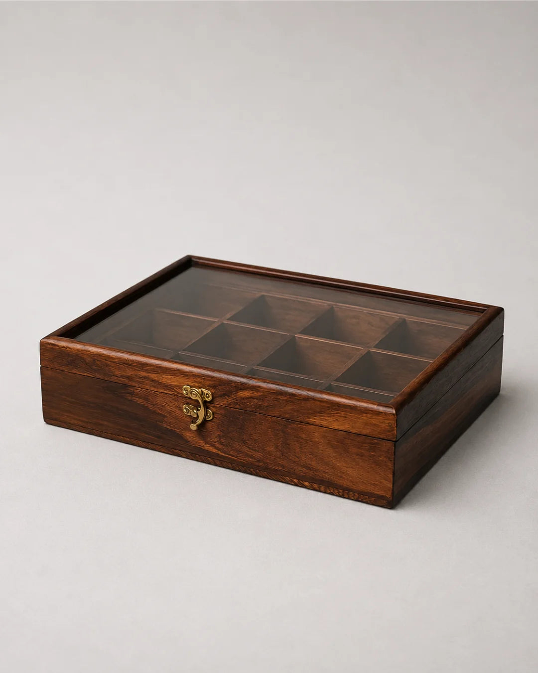 12 Portion Handmade Natural Wood Spices Box