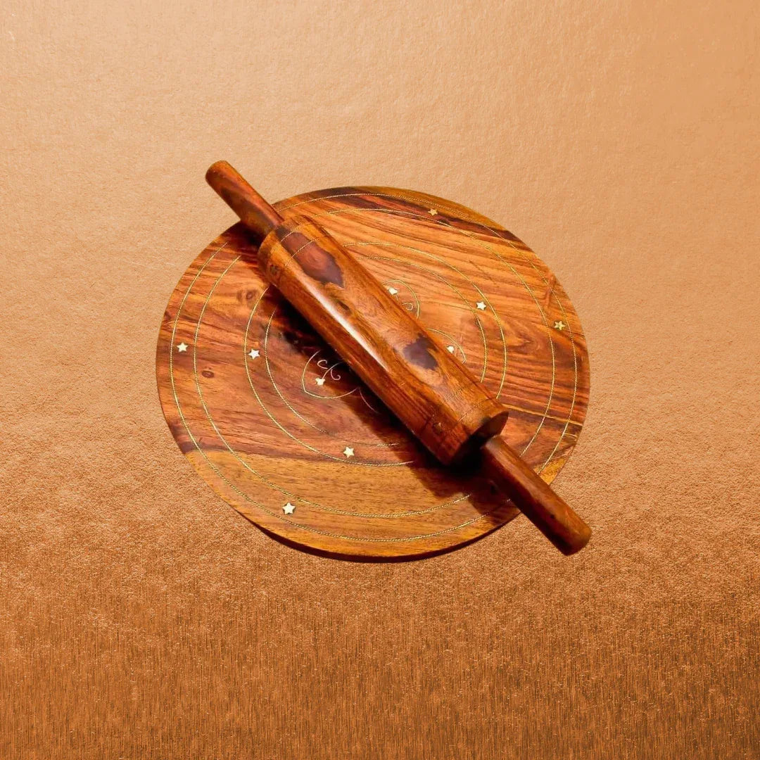 Wooden Rolling Pin with Base | Chakna Belan Set - Woodistan