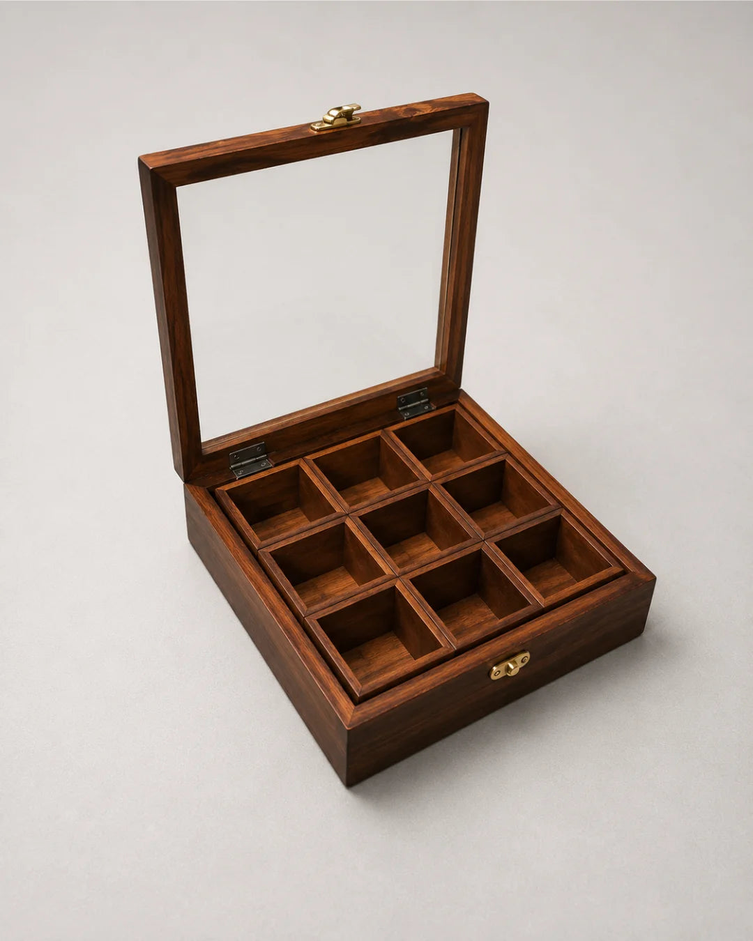 Wooden Spices Box with Glass Lid