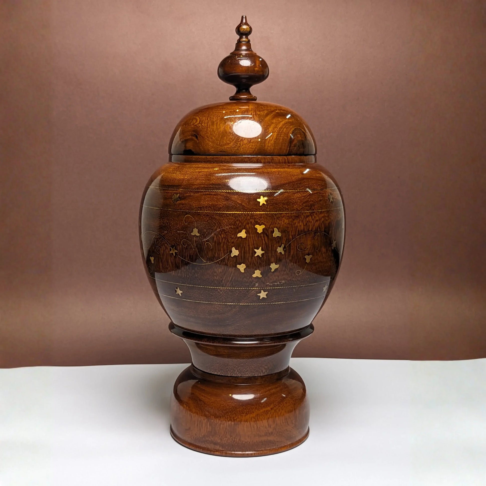 Wooden Brass Art Candy Jar with Lid - Woodistan