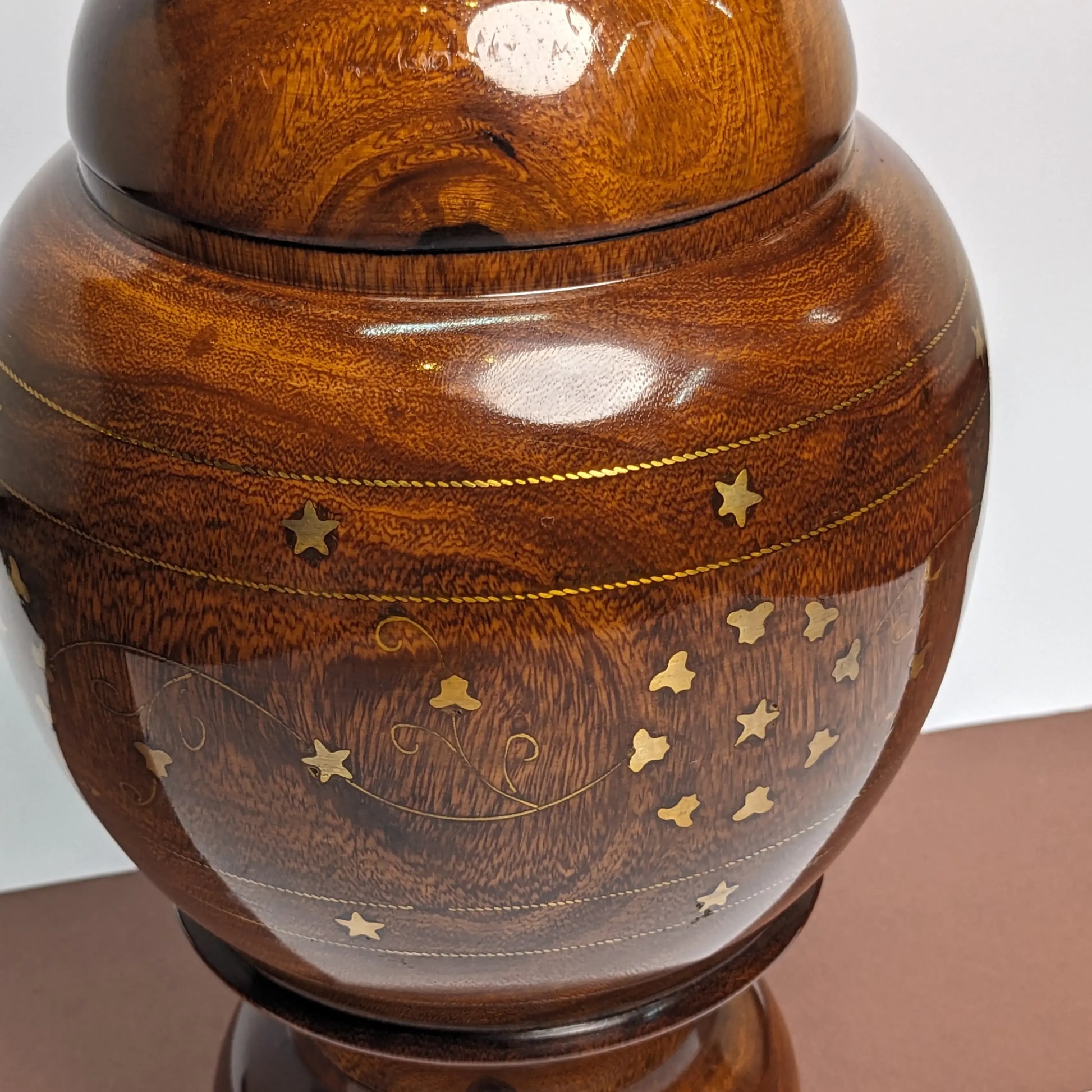 Wooden Brass Art Candy Jar with Lid - Woodistan