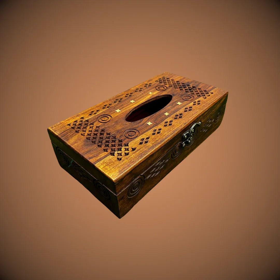 Handcarved Wooden Tissue Box Holder - Woodistan