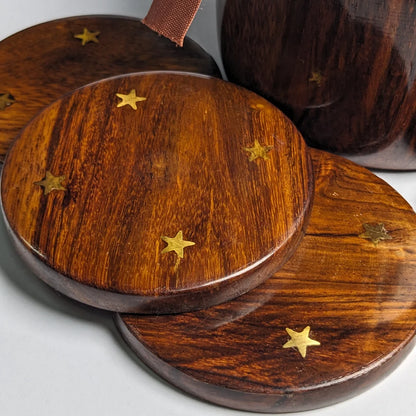 Wooden Tea Coaster Set with Bucket