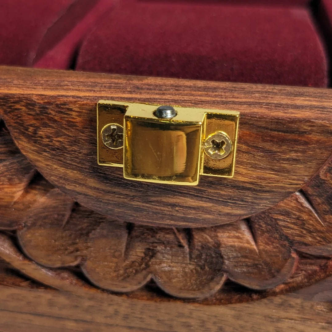 Wooden Watch Box with Glass Lid, Carving Art & Shape-Holding Cushions – Organizer for 10 Watches