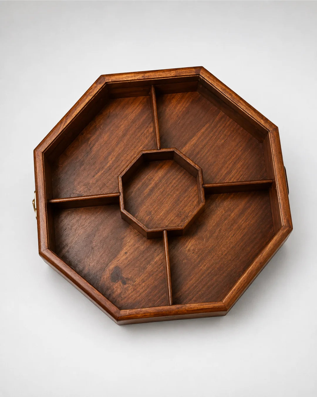 Wooden Octagon Dry Fruit Box with Glass Lid - Large