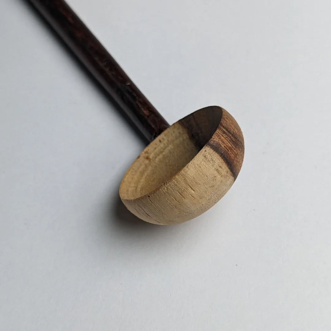 Hand-Carved Wooden Sugar Pot with Lid & Spoon