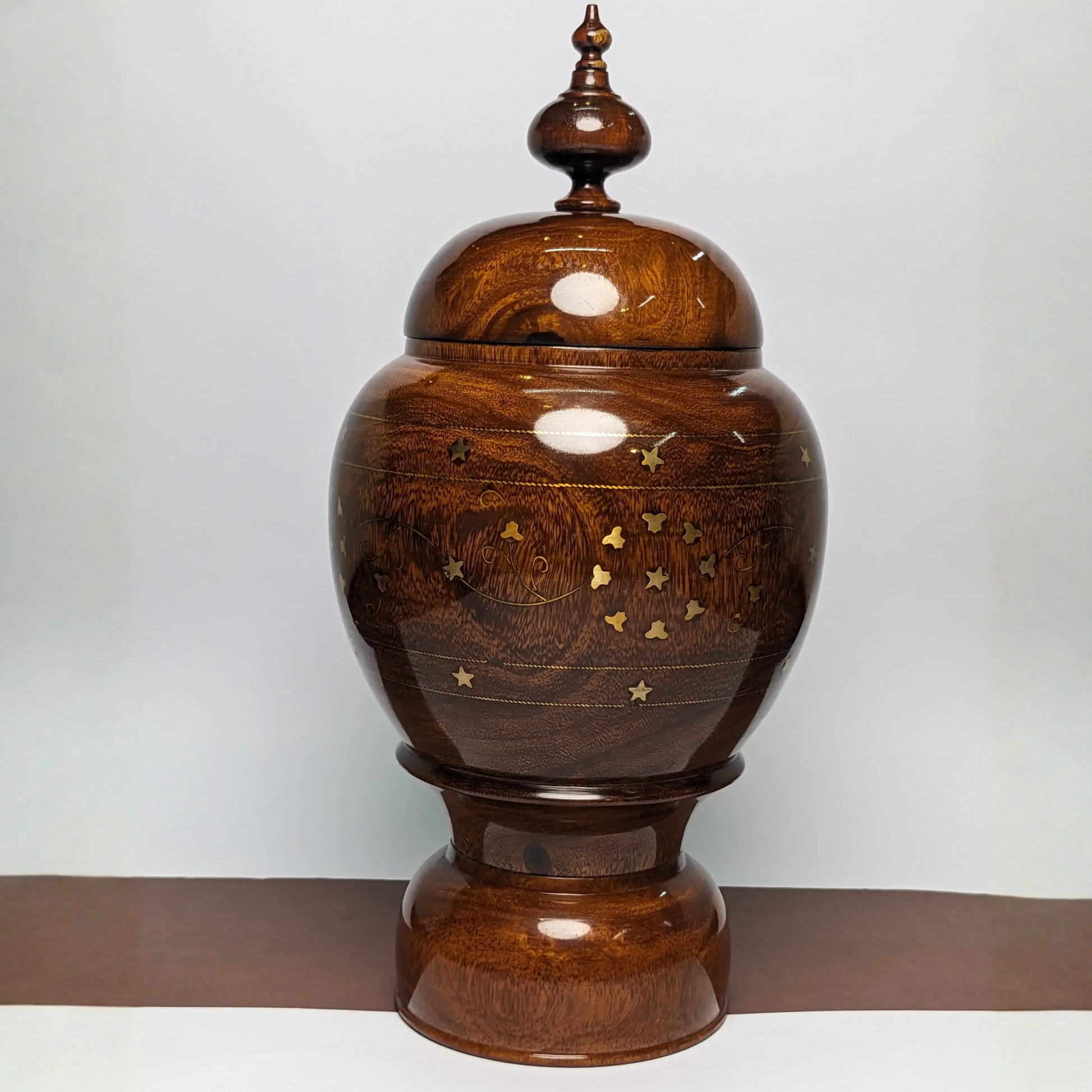 Wooden Brass Art Candy Jar with Lid - Woodistan
