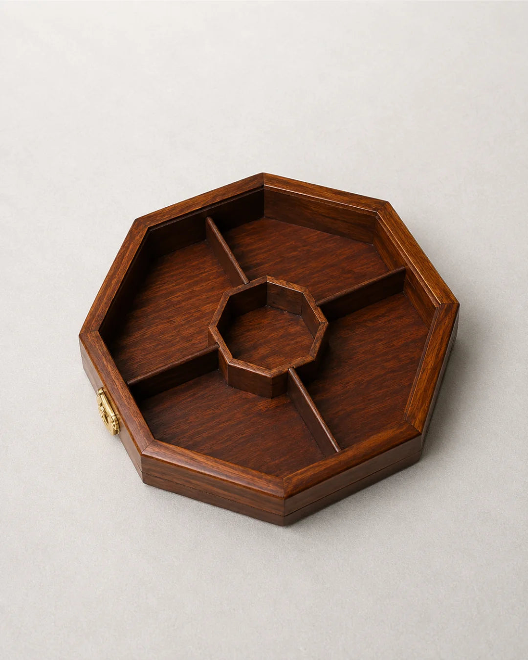 Wooden Octagon Dry Fruit Box with Glass Lid