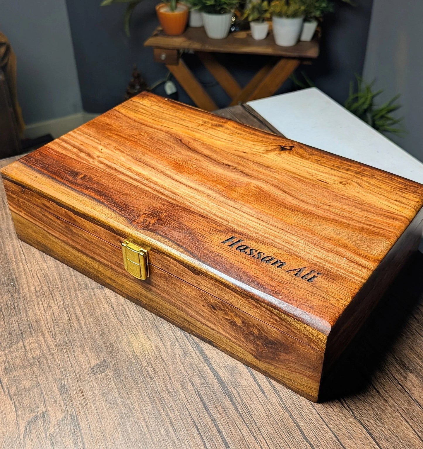 Customize Wooden Watch Organizer Box (With Name )- for 10 Watches - Woodistan