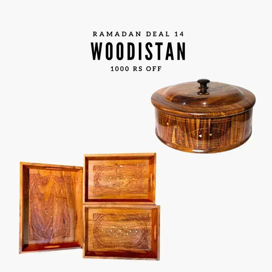 Ramadan Deal 14 – Carved Serving & Hotpot Essentials Set - Woodistan