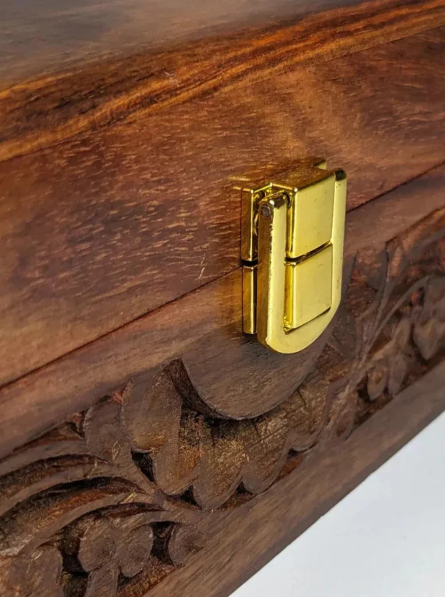 Woodistan watch organizer box 5 slot hand carved floral pattern