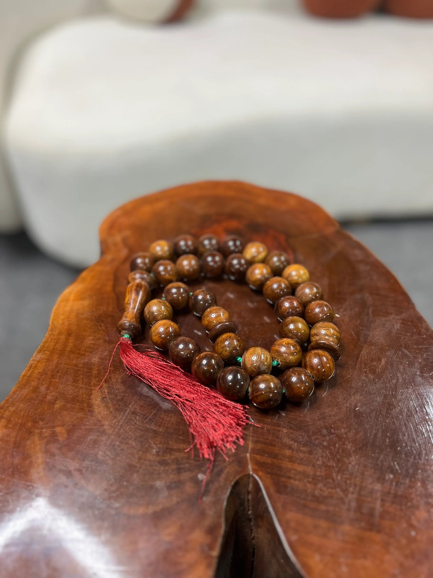 Natural Polished Brown Wood Prayer Tasbeeh - Woodistan