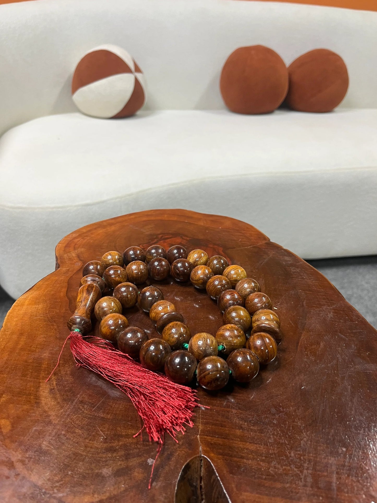 Natural Polished Brown Wood Prayer Tasbeeh - Woodistan