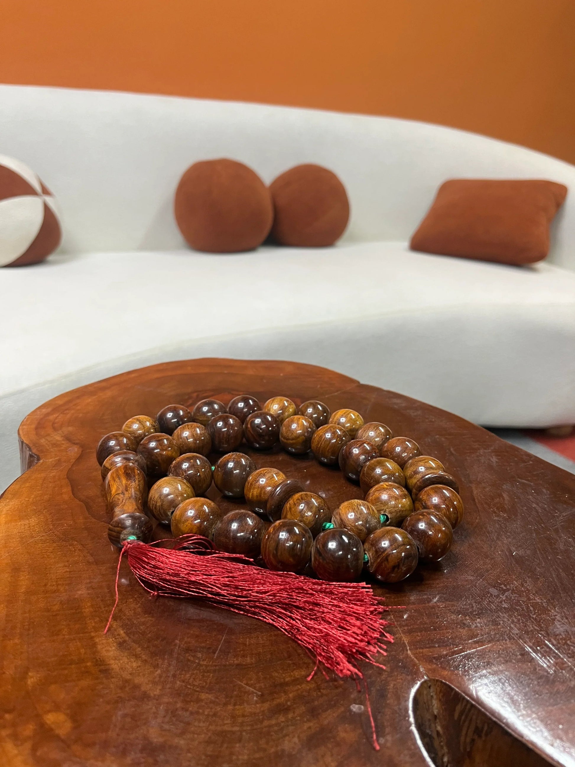 Natural Polished Brown Wood Prayer Tasbeeh - Woodistan