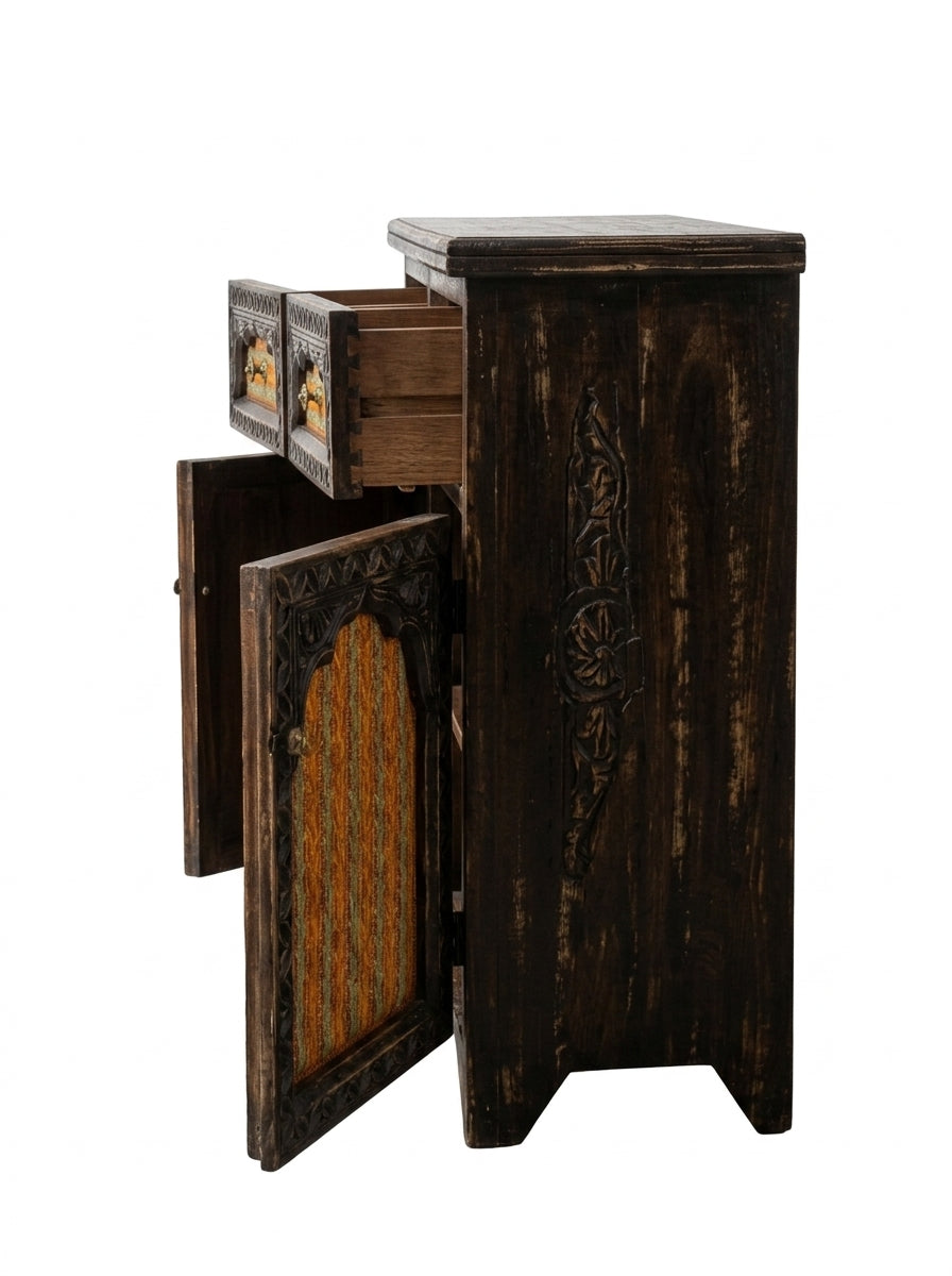 Antique Bohemian Wooden Cabinet - Hand Carved Sideboard Buffet