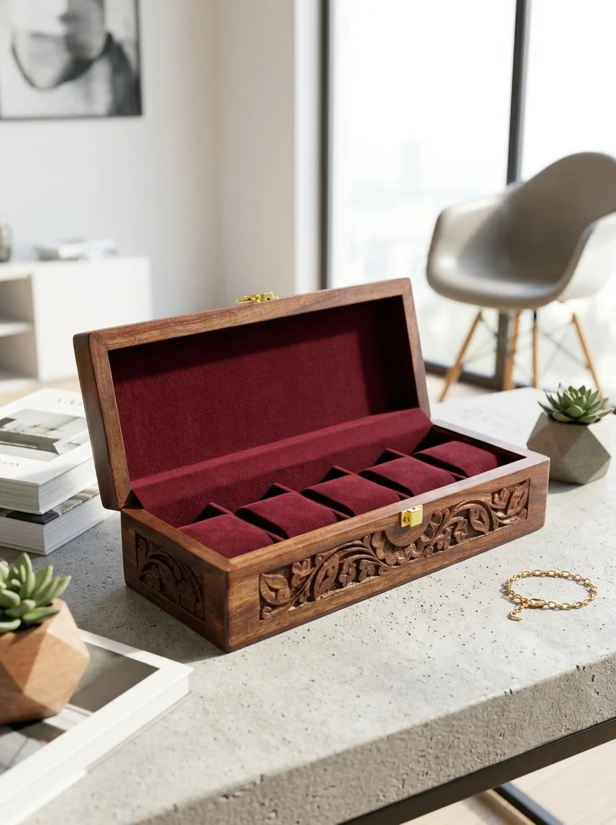 Wooden watch box real life lifestyle shot Woodistan Pakistan